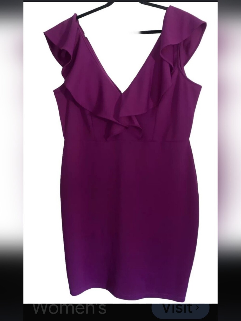 Purple Sheath Dress Sexy Low Cut Size 12/14 Summer Ready Flattering Fit